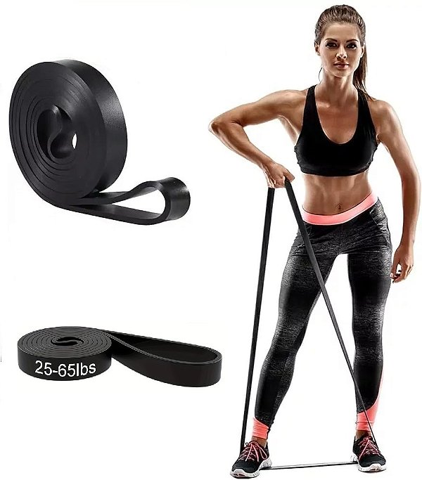 SUPER ELÁSTICO CROSSFIT FUNCIONAL TREINO MUSCULAR PRETO