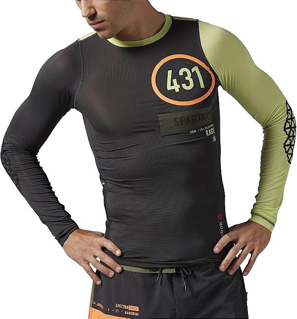 CAMISETA REEBOK COMPRESSÃO SPARTAN RACE MASCULINA MANGA LONGA