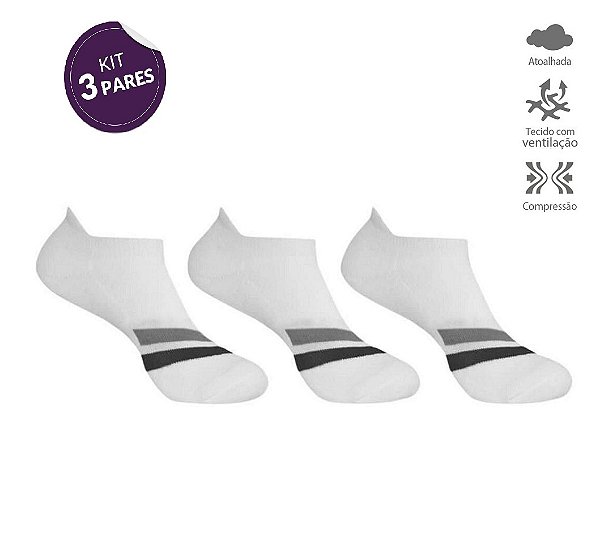 KIT MEIAS HOAHI TECH CANO CURTO FEMININA BRANCA