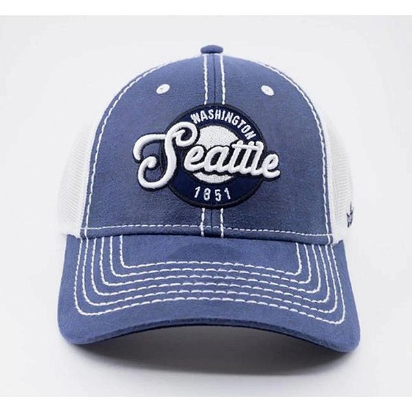 BONÉ ESSENCIAL SEATTLE TRUCKER BORDADO AZUL