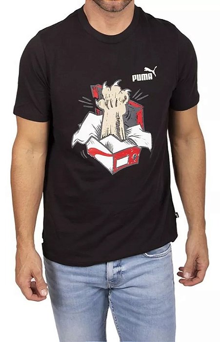 CAMISETA PUMA GRAPHICS SNEAKE MASCULINA PRETA