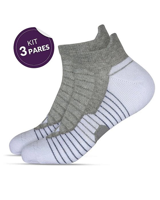 KIT 3 MEIAS HOAHI RUNNING SOQUETES FEMININA BRANCA