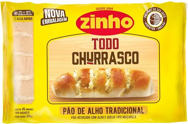 PÃO DE ALHO BAGUETE ZINHO TRADICIONAL 0,300G