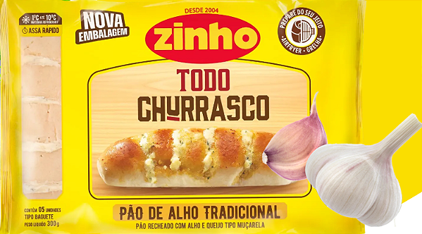 PÃO DE ALHO BAGUETE ZINHO TRADICIONAL 0,300G