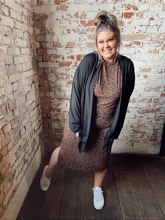 Cardigan em Viscolycra Preto