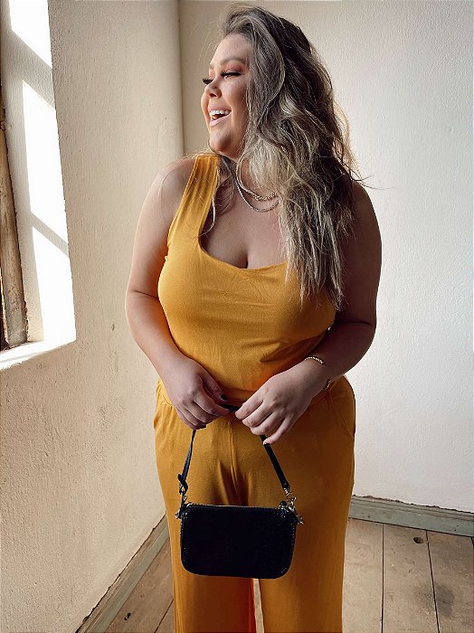 Cropped Regata em Viscolycra Mostarda