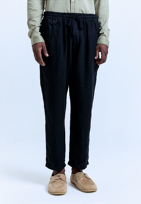 CALÇA PURO LINHO RELAX NOIR