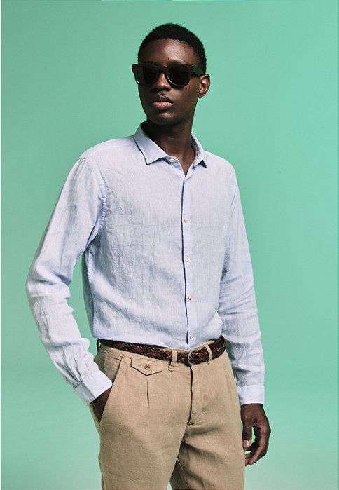 CALÇA SOCIAL LINHO STONE KAKHI