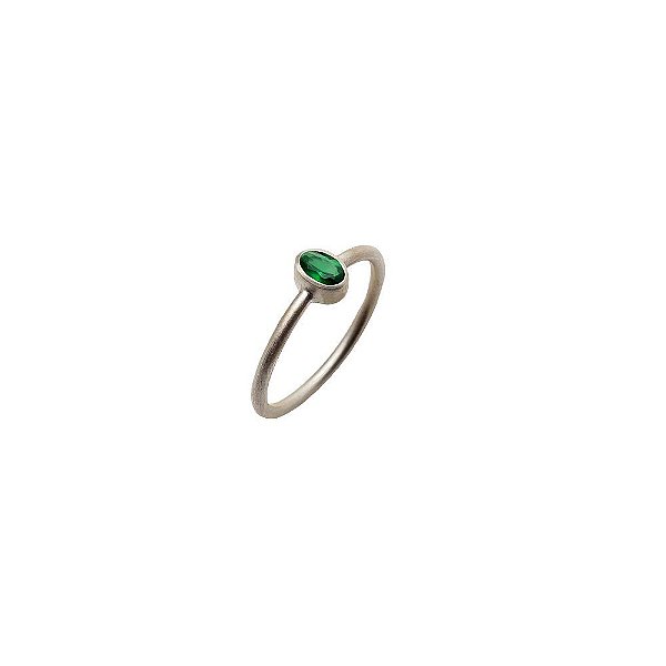 Anel Minimalista Fininho Com Crisoprásio Oval