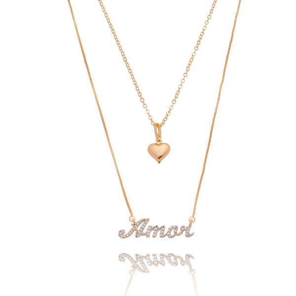 Gargantilha dupla folheada a ouro 18k