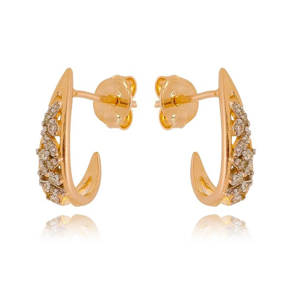 Argola com zircônia folheada a ouro 18k