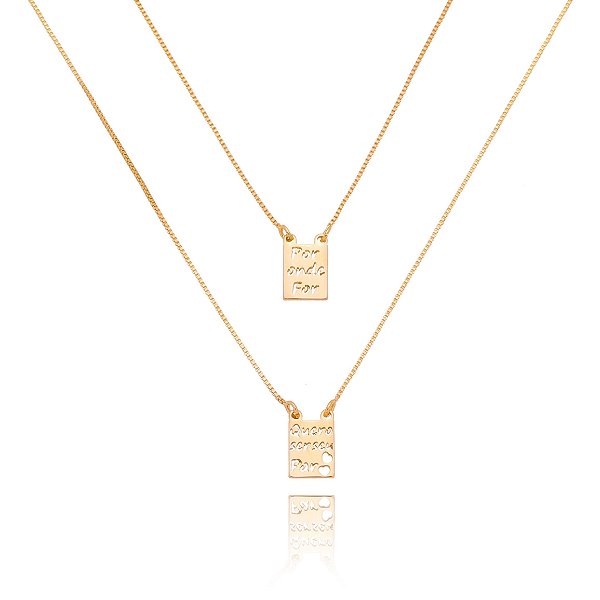 Escapulário com frase folheado a ouro 18k