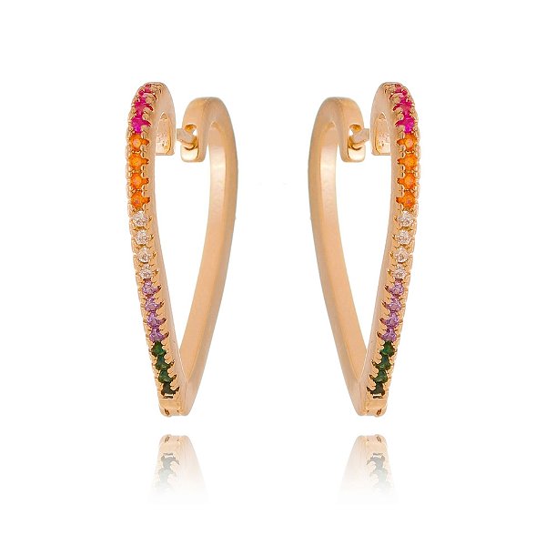 Argola média coração folheada a ouro 18k