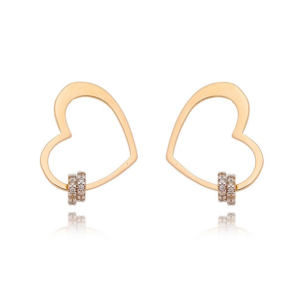 Brinco com zircônias folheado a ouro 18k