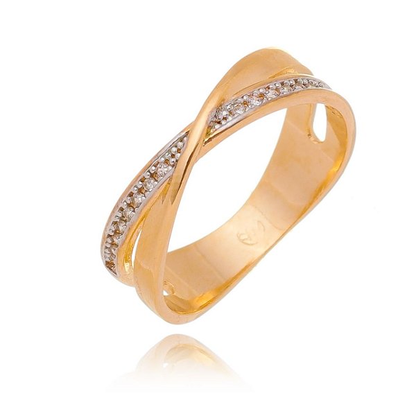 Anel cruzado folheado a ouro 18k