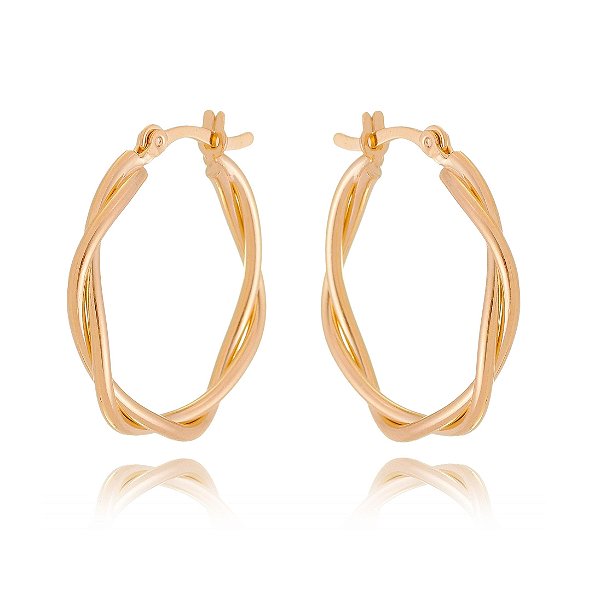 Argola fios torcidos folheada a ouro 18k