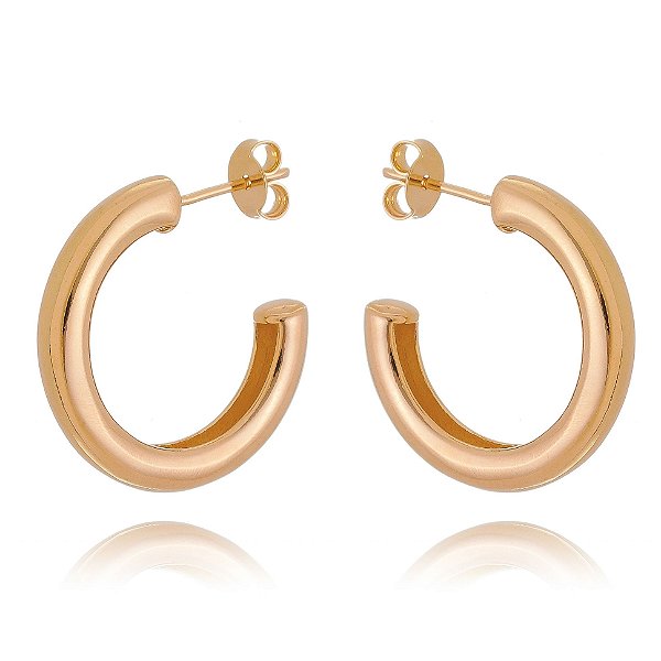 ARGOLA GROSSA FOLHEADA A OURO 18K