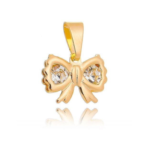 Pingente laço com strass folheado a ouro 18k