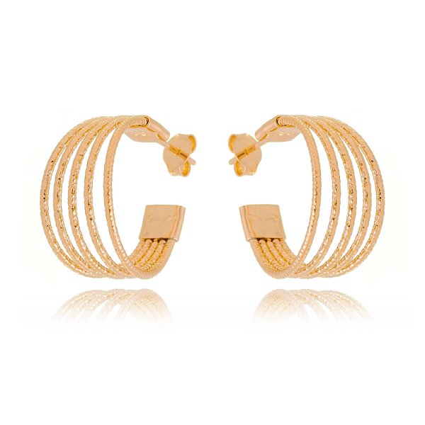 Argola com 5 fios folheada ouro 18k