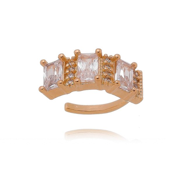 Piercing fake com zircônias baguete folheado a ouro 18k