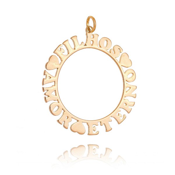 Pingente mandala Filhos amor eterno folheado a ouro 18k