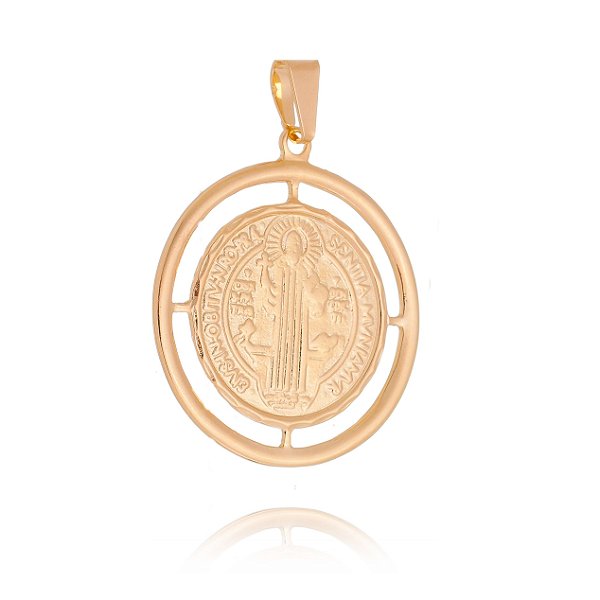 Pingente São Bento folheado a ouro 18k