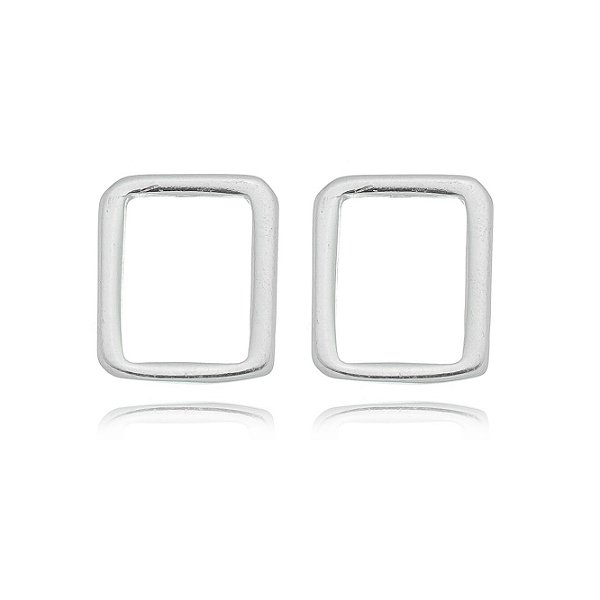 Brinco retângulo em prata 925