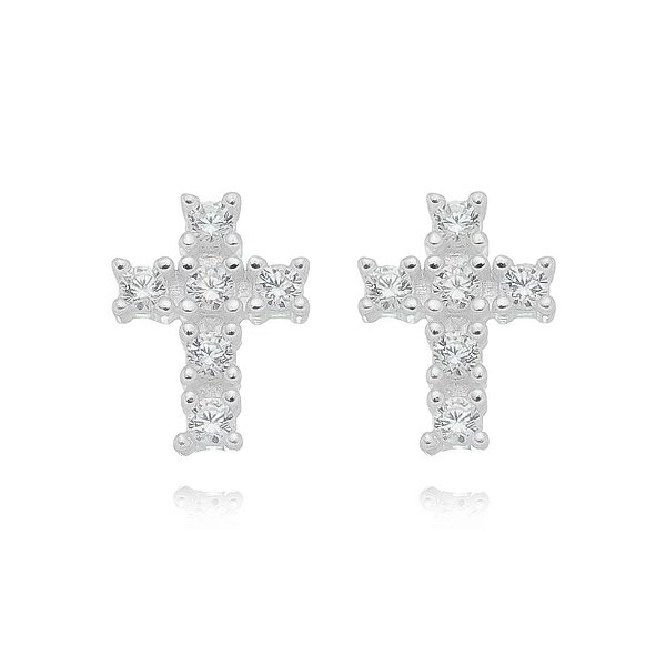 Brinco cruz pequena em prata 925