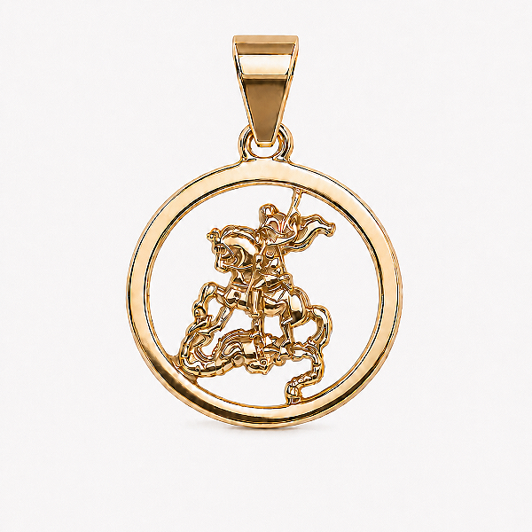 Pingente São Jorge folheado a ouro 18k