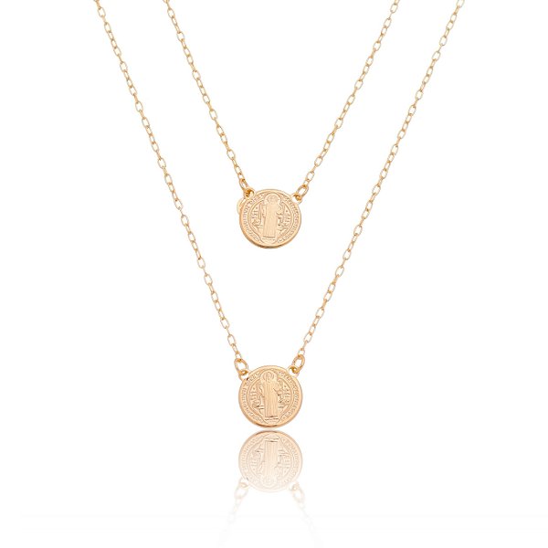 Escapulário São Bento folheado a ouro 18k 70CM