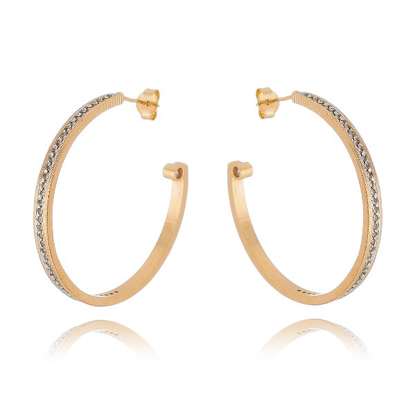 Argola com zircônia folheada a ouro 18k