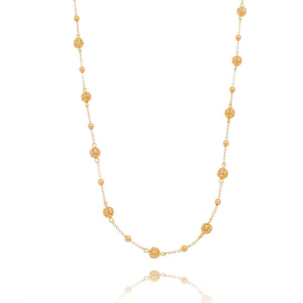 Gargantilha com bolas variadas folheada a ouro 18k