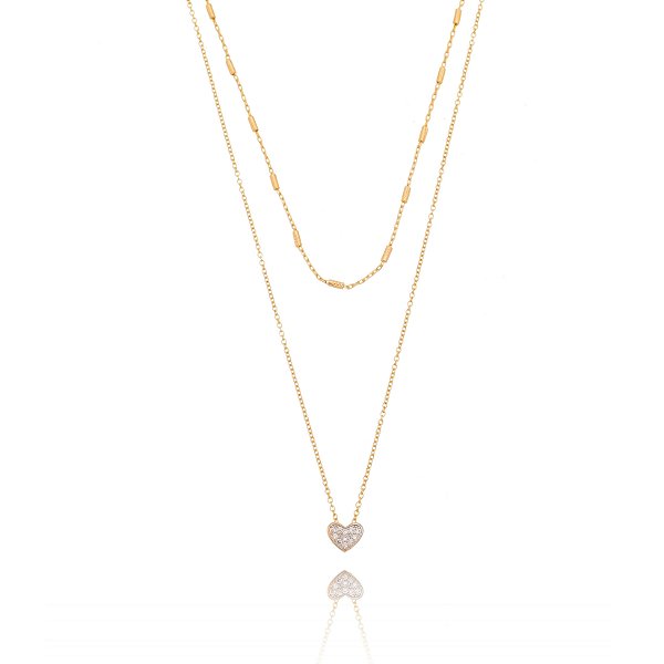 Gargantilha dupla folheada a ouro 18k