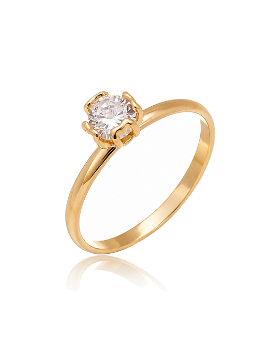 Anel solitário com zircônia folheado a ouro 18k