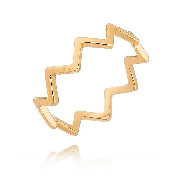 Anel zig zag folheado a ouro 18k