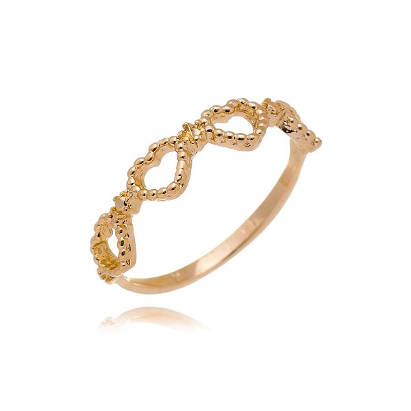 Anel 4 corações folheado a ouro 18k