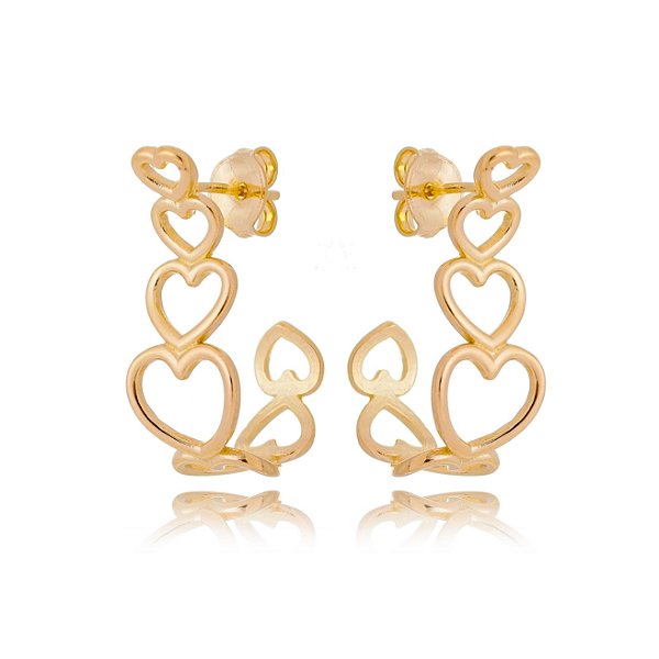 Argola corações folheada a ouro 18k