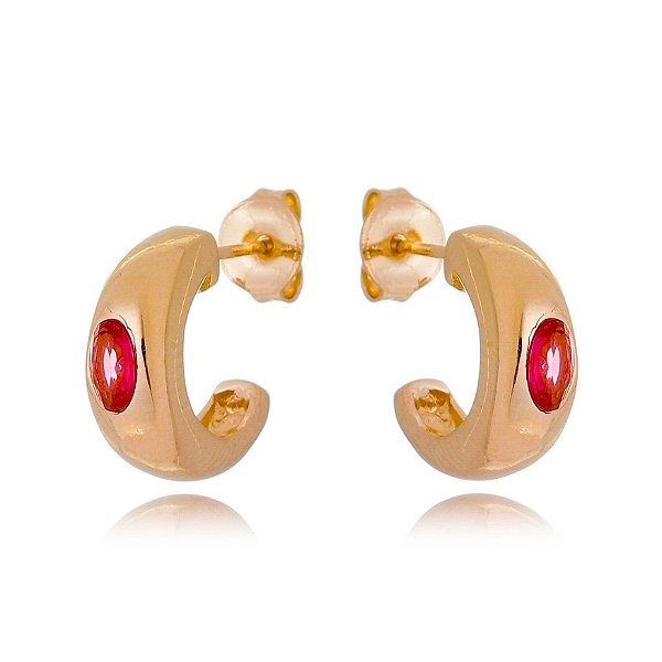 Argola com zircônia folheada a ouro 18k