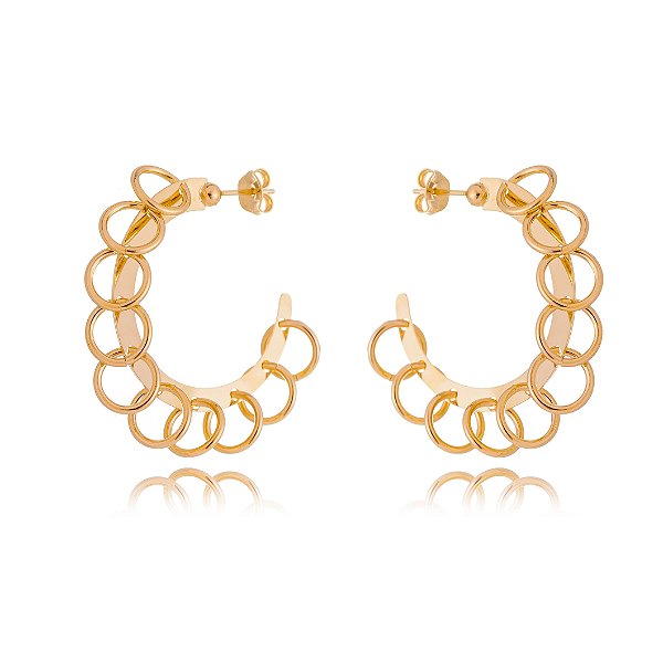 Argola com elos folheada a ouro 18k