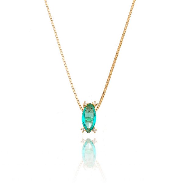 Gargantilha com pedra navete folheada a ouro 18k