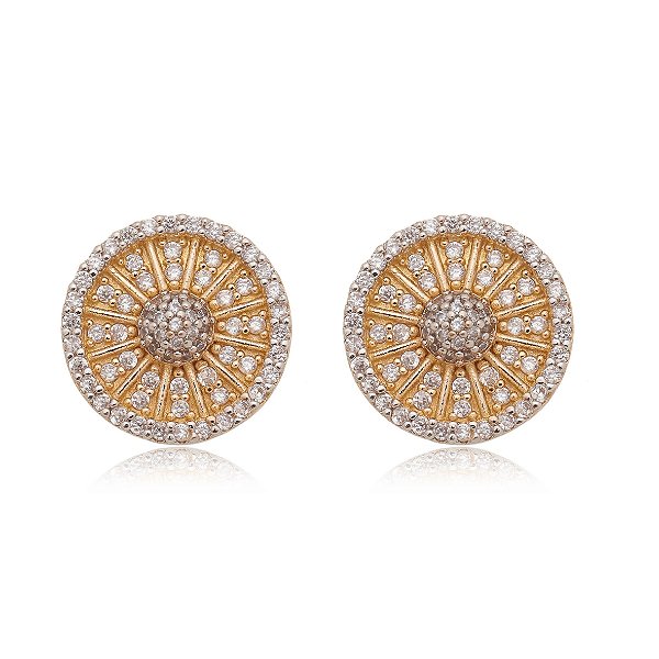 Brinco pizza com zircônias folheado a ouro 18k