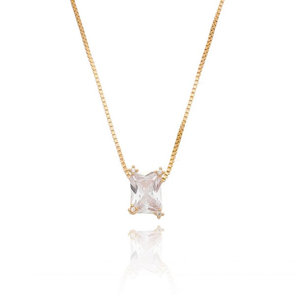 Gargantilha com zircônia branca folheada a ouro 18k