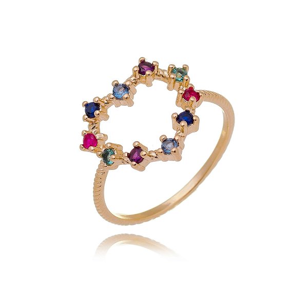 Anel coração vazado folheado a ouro 18k