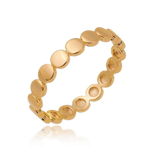 Anel bolas achatadas folheado a ouro 18k