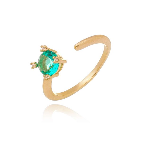 Anel aberto com zircônia folheado a ouro 18k