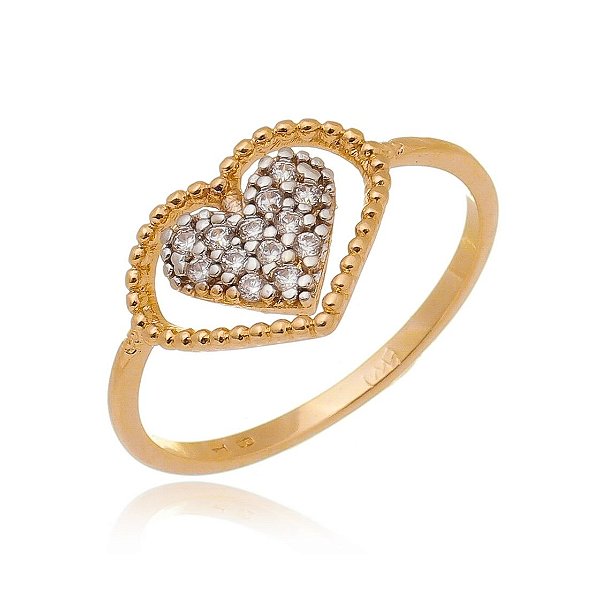 Anel coração folheado a ouro 18k