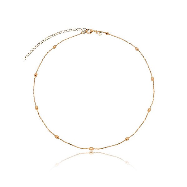 Gargantilha com bolas folheada ouro 18k