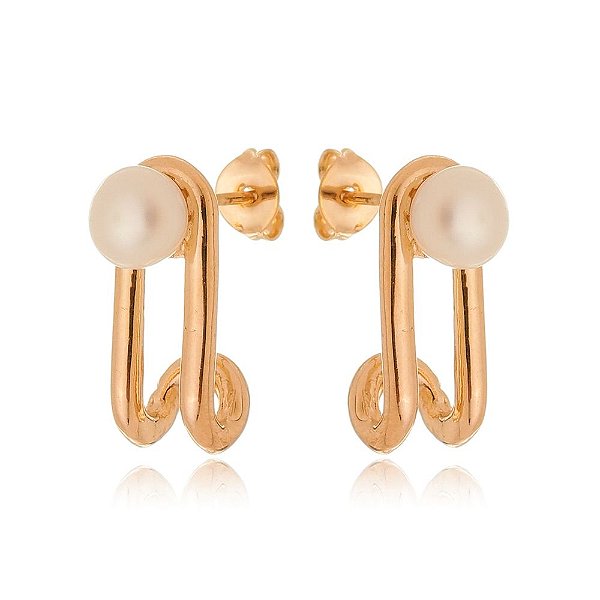 Brinco pérola folheado a ouro 18k