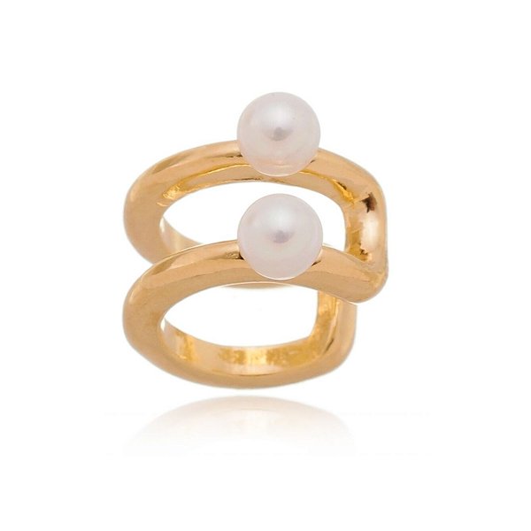 Piercing fake com pérola folheado a ouro 18k