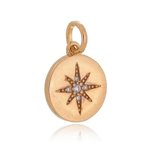 Pingente estrela com zircônias folheado a ouro 18k